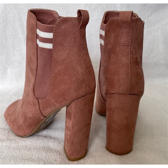 🆕 Mauve Pink Open Toe Heel Booties - Picture 3 of 7